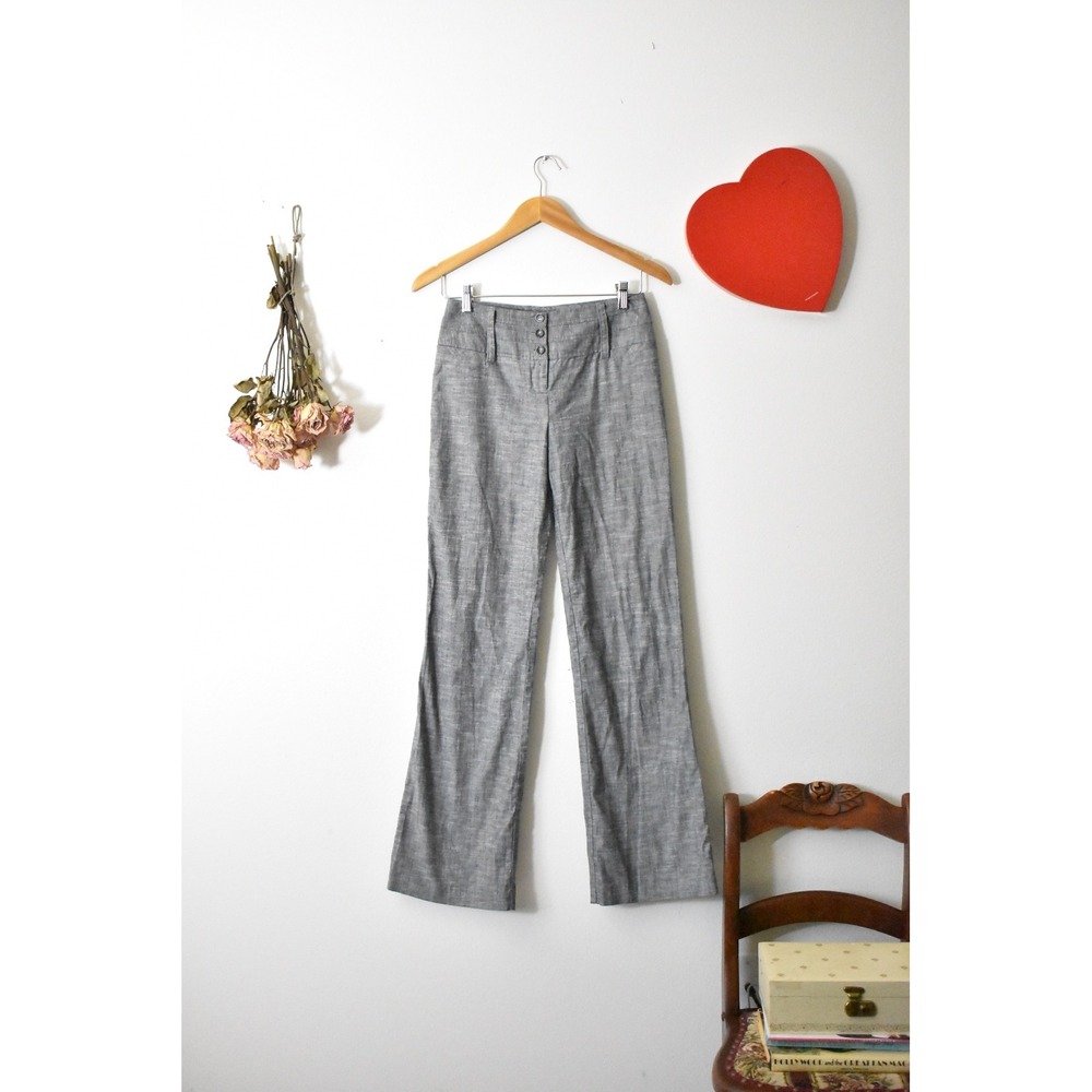 IZ Byer Gray Wide Leg‎ Trousers High Waist Button Front Pants Size 3